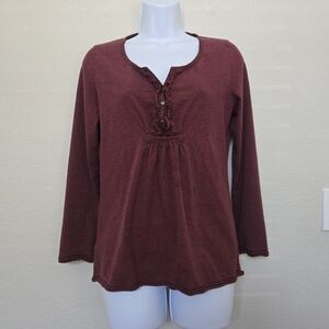 Eddie Bauer Henley Long Sleeve Tee Size Medium